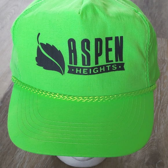 Vintage NWOT Cameo Aspen Heights Neon Green 100% Nylon Cap Hat - Picture 2 of 9